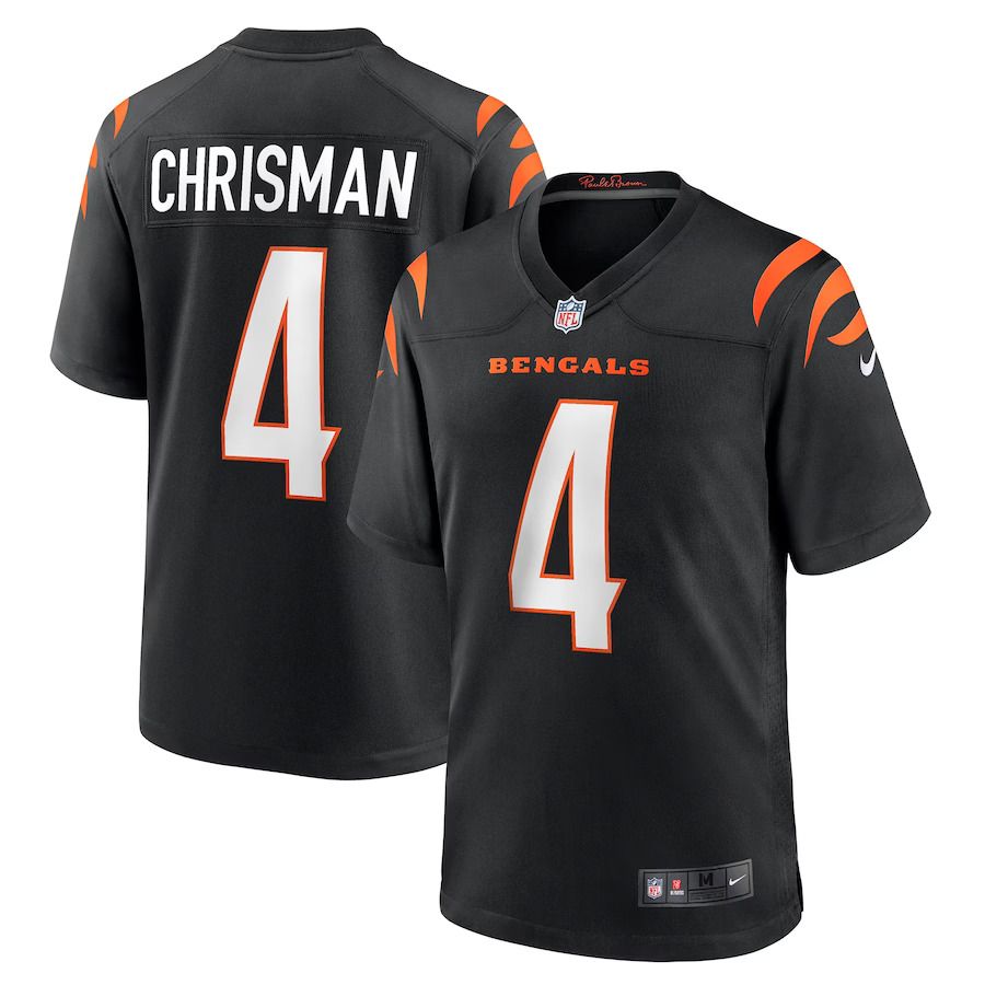 Men Cincinnati Bengals #4 Drue Chrisman Nike Black Game NFL Jersey
